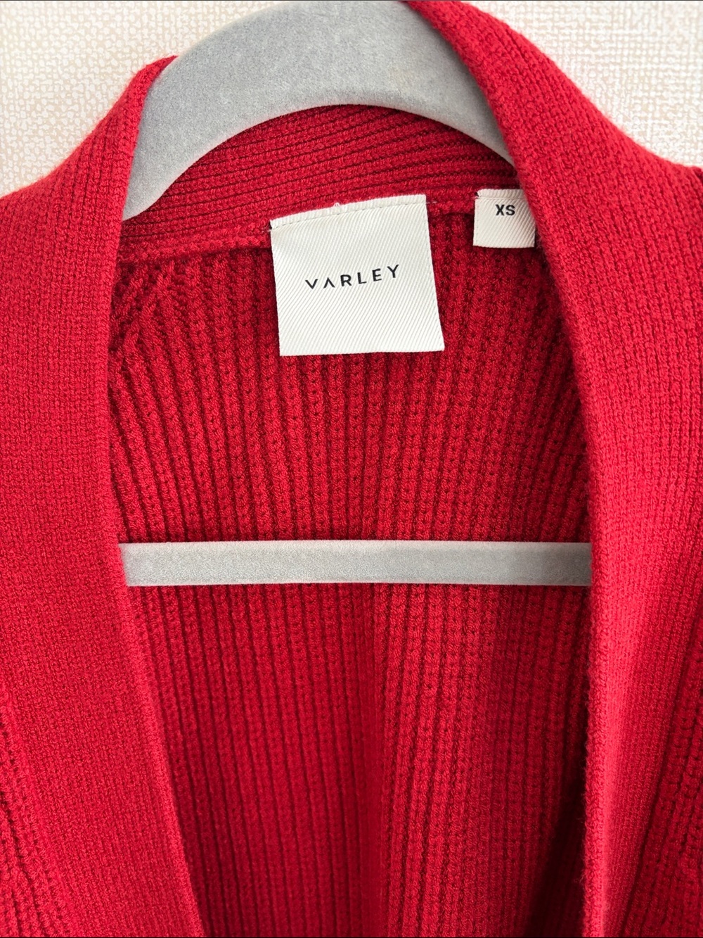 Varley Bright Red Ribbed Button-Front Cardigan - Picture 2 of 2